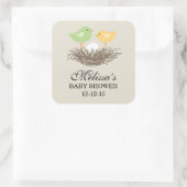黄色と緑のベビーの鳥の巣 |赤ちゃんシャワー スクエアシール (バッグ)