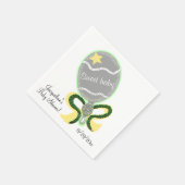 黄色と緑のベビーガラガラ甘いベビーシャワー スタンダードカクテルナプキン (角)