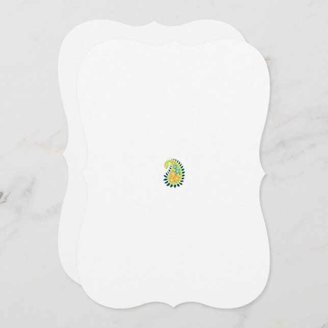 黄色と緑のペイズリーで、葉花と花 (正面/裏面)