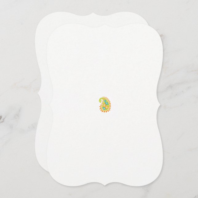 黄色と緑のペイズリーで、葉花と花 (正面/裏面)