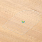 黄色と緑のペイズリーで、葉花と花 アクリル招待状 (レイダウン)