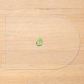 黄色と緑のペイズリーで、葉花と花 アクリル招待状 (正面)