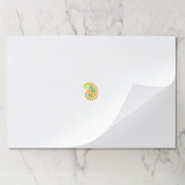 黄色と緑のペイズリーで、葉花と花 ペーパーパッド