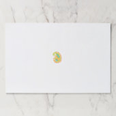 黄色と緑のペイズリーで、葉花と花 ペーパーパッド (正面)