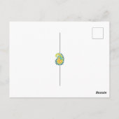 黄色と緑のペイズリーで、葉花と花 ポストカード (裏面)