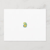 黄色と緑のペイズリーで、葉花と花 ポストカード (正面)