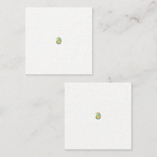 黄色と緑のペイズリーで、葉花と花 予約カード (正面/裏面)