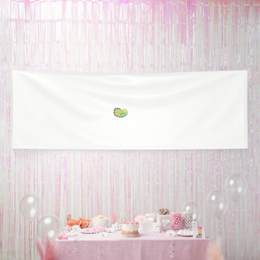 黄色と緑のペイズリーで、葉花と花 横断幕 (パーティー)