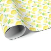 黄色と緑のレモンパターン ラッピングペーパー (ロールコーナー)