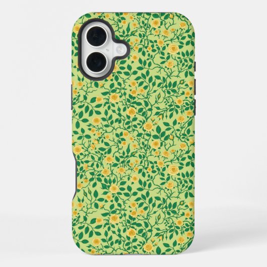 黄色と緑のワイルドローズ iPhoneケース (裏面)