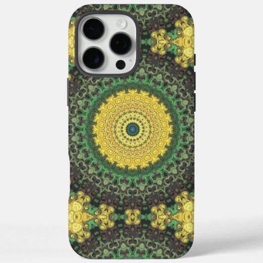 黄色と緑の万華鏡マンダラ模様 Case-Mate iPhoneケース (裏面)
