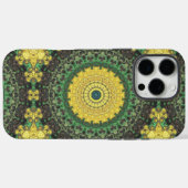 黄色と緑の万華鏡マンダラ模様 Case-Mate iPhoneケース (裏面 (横))