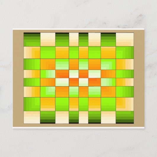 黄色と緑の光学錯覚チェスボード ポストカード (正面)