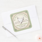 黄色と緑の卵カートンラベルとヴィンテージヘン スクエアシール (封筒)