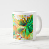 黄色と緑の多肉色の ジャンボコーヒーマグカップ (正面右)