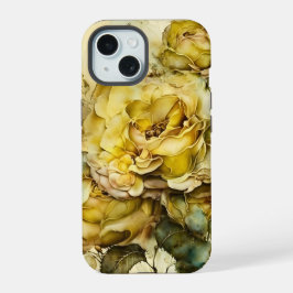黄色と緑の巨大なバラ iPhone 15ケース