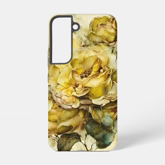 黄色と緑の巨大なバラ  SAMSUNG GALAXYケース (裏面)
