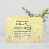 黄色と緑の森林照明ガーランド結婚ズ 招待状 (スタンド正面)