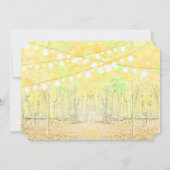 黄色と緑の森林照明ガーランド結婚ズ 招待状 (裏面)