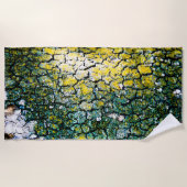 黄色と緑の樹皮 ビーチタオル (正面)