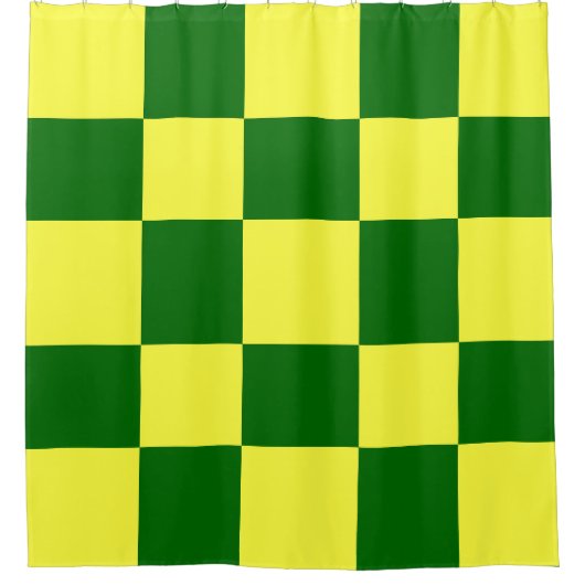 黄色と緑の正方形 シャワーカーテン (正面)
