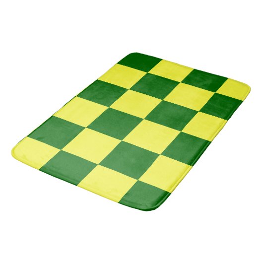 黄色と緑の正方形 バスマット (アングル)