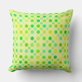 黄色と緑の水玉模様 クッション