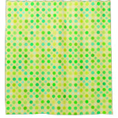 黄色と緑の水玉模様 シャワーカーテン (正面)