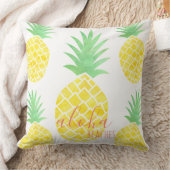 黄色と緑の水色パイナップルアロハビーチ クッション (ブランケット)