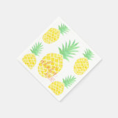 黄色と緑の水色パイナップルアロハビーチ スタンダードカクテルナプキン (角)