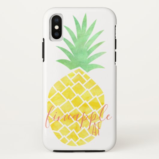 黄色と緑の水色パイナップルフィネアップルAF Case-Mate iPhoneケース (裏面)