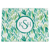 黄色と緑の熱帯の葉柄 ラージペーパーバッグ (正面)