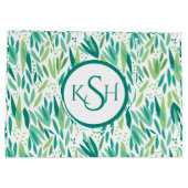 黄色と緑の熱帯の葉柄 ラージペーパーバッグ (裏面)