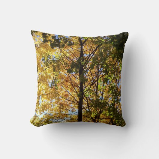 黄色と緑の秋の葉 クッション (正面)