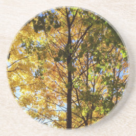 黄色と緑の秋の葉 コースター