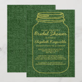 黄色と緑の素朴なメイソンジャー　結婚前お茶会の招待状 招待状 (正面/裏面)