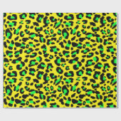 黄色と緑の色ヒョウの斑点パターン ラッピングペーパー (フラット)