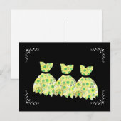 黄色と緑の花のドレスとフレーム ポストカード (正面/裏面)