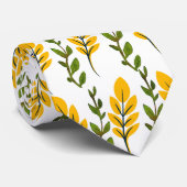 黄色と緑の花のパターン ネクタイ (ロール)