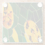 黄色と緑の花モザイク ガラスコースター (裏面)