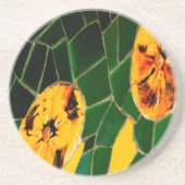 黄色と緑の花モザイク コースター (正面)