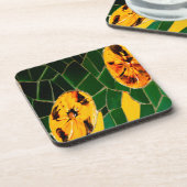 黄色と緑の花モザイク コースター (左側)