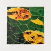 黄色と緑の花モザイク タペストリー (正面(横))