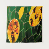 黄色と緑の花モザイク タペストリー (正面)