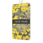 黄色と緑の迷彩自分の名前をパーソナライズ カーエアーフレッシュナー (左)