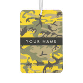 黄色と緑の迷彩自分の名前をパーソナライズ カーエアーフレッシュナー (裏面)