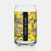 黄色と緑の迷彩自分の名前をパーソナライズ ガラス缶 (正面)