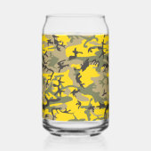 黄色と緑の迷彩自分の名前をパーソナライズ ガラス缶 (裏面)