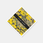 黄色と緑の迷彩自分の名前をパーソナライズ スタンダードカクテルナプキン (角)