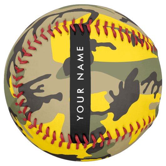 黄色と緑の迷彩自分の名前をパーソナライズ ソフトボール (正面左)